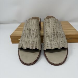 Frye Cindy Wave Mule Sandal Off White Leather Woven Slide Shoes Women’s 9 M